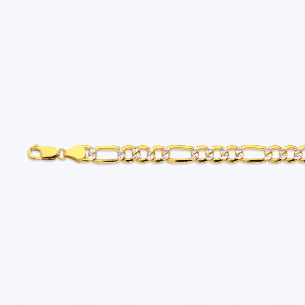 10K 6.5MM YELLOW GOLD HOLLOW PAVE FIGARO 24" CHAIN NECKLACE (AVAILABLE IN LENGTHS 7" - 30")
