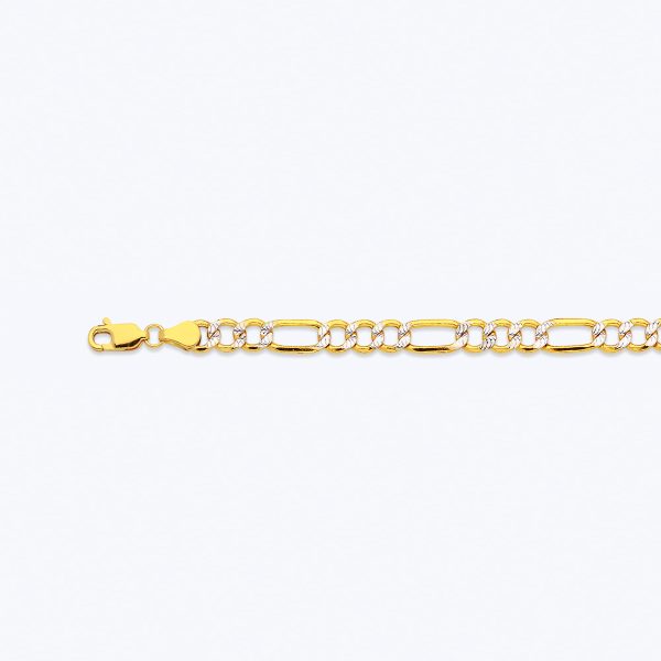 14K 5.5MM YELLOW GOLD HOLLOW PAVE FIGARO 18" CHAIN NECKLACE (AVAILABLE IN LENGTHS 7" - 30")