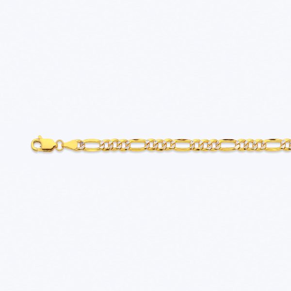 14K 4.5MM YELLOW GOLD HOLLOW PAVE FIGARO 30" CHAIN NECKLACE (AVAILABLE IN LENGTHS 7" - 30")