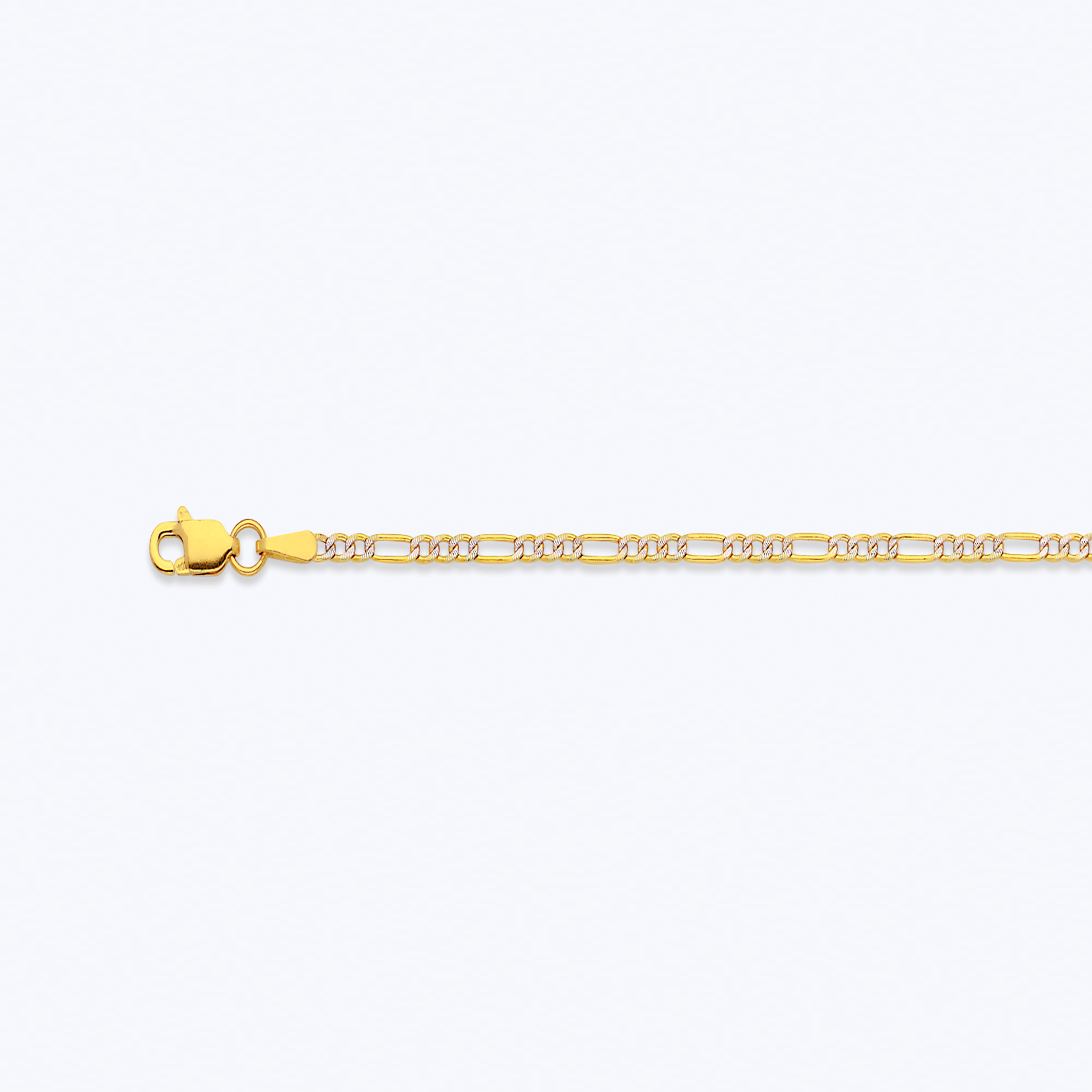 10K 2MM YELLOW GOLD HOLLOW PAVE FIGARO 30" CHAIN NECKLACE (AVAILABLE IN LENGTHS 7" - 30")