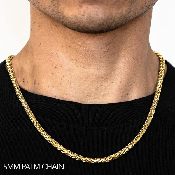 14K 5MM YELLOW GOLD PALM 30" CHAIN NECKLACE (AVAILABLE IN LENGTHS 7" - 30")