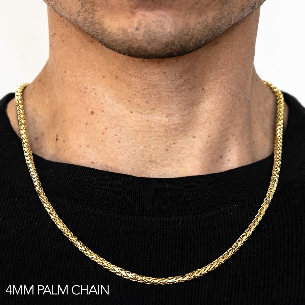 14K 4MM YELLOW GOLD PALM 22" CHAIN NECKLACE (AVAILABLE IN LENGTHS 7" - 30")