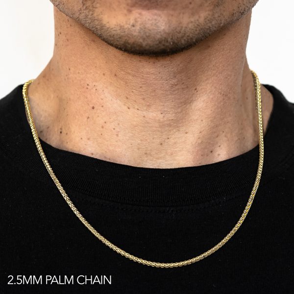 14K 2.5MM YELLOW GOLD PALM 26" CHAIN NECKLACE (AVAILABLE IN LENGTHS 7" - 30")