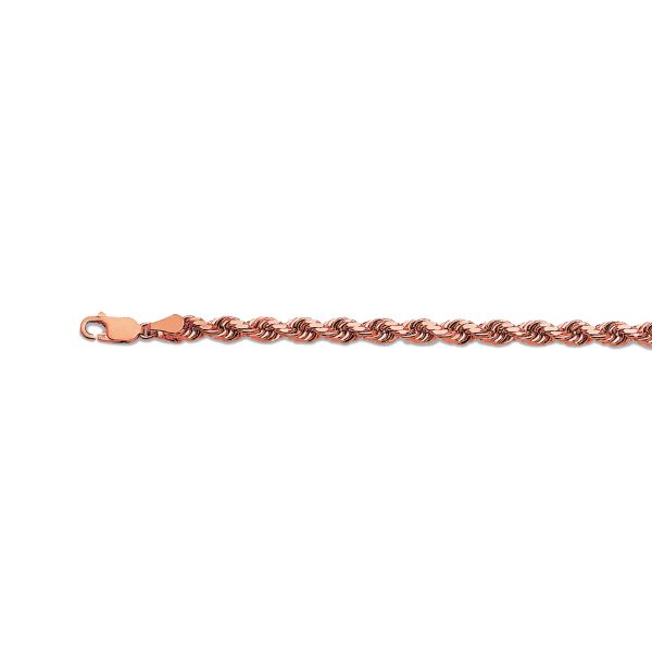 14K 5MM ROSE GOLD SOLID DC ROPE 7.5" CHAIN BRACELET (AVAILABLE IN LENGTHS 7" - 30")