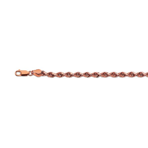 10K 4MM ROSE GOLD SOLID DC ROPE 20" CHAIN NECKLACE (AVAILABLE IN LENGTHS 7" - 30") - Image 2