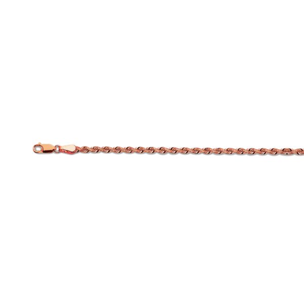 10K 3MM ROSE GOLD SOLID DC ROPE 20" CHAIN NECKLACE (AVAILABLE IN LENGTHS 7" - 30") - Image 2