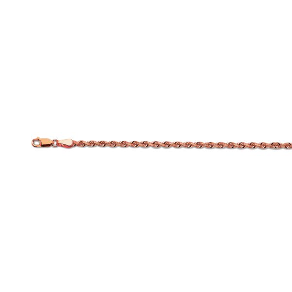 10K 3MM ROSE GOLD SOLID DC ROPE 22" CHAIN NECKLACE (AVAILABLE IN LENGTHS 7" - 30") - Image 2
