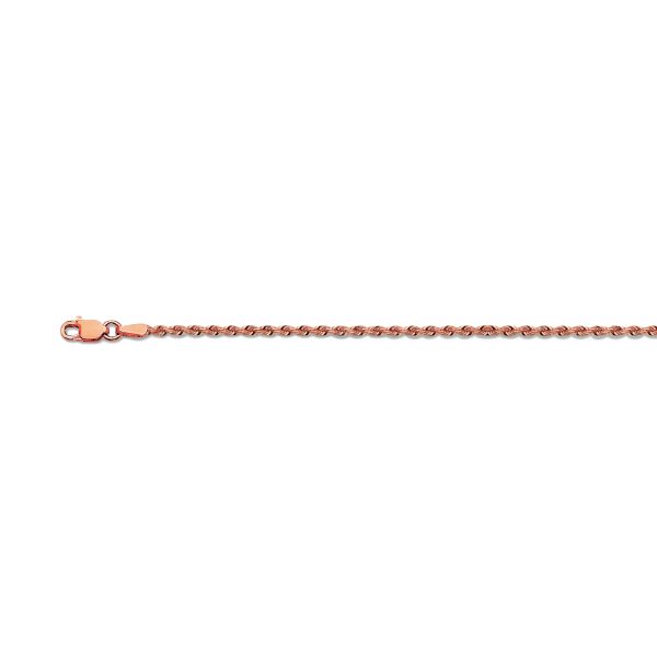 10K 2.5MM ROSE GOLD SOLID DC ROPE 18" CHAIN NECKLACE (AVAILABLE IN LENGTHS 7" - 30") - Image 2