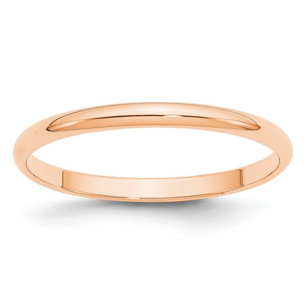 10k Rose Gold 2mm LTW Half Round Band Size 12