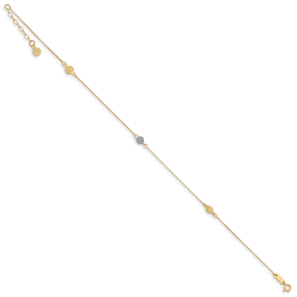 14k Two-tone D/C 9in Plus 1in extender Anklet - Image 2