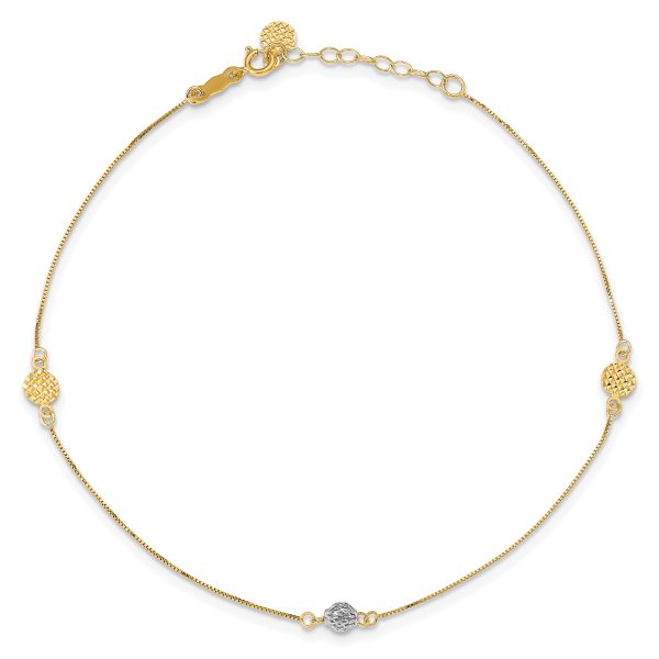 14k Two-tone D/C 9in Plus 1in extender Anklet - Image 3