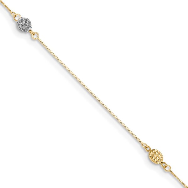 14k Two-tone D/C 9in Plus 1in extender Anklet