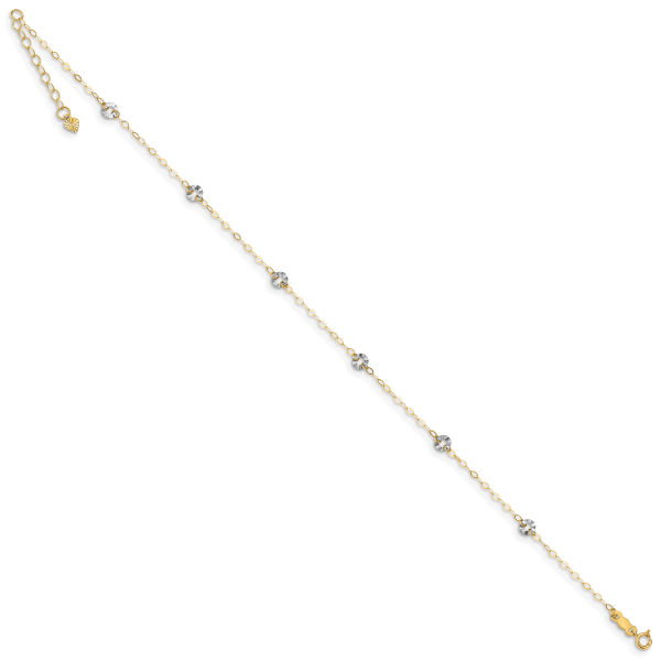 14K Two-tone Oval Chain with Wavy Circles 9in Plus 1in Ext Anklet - Image 2