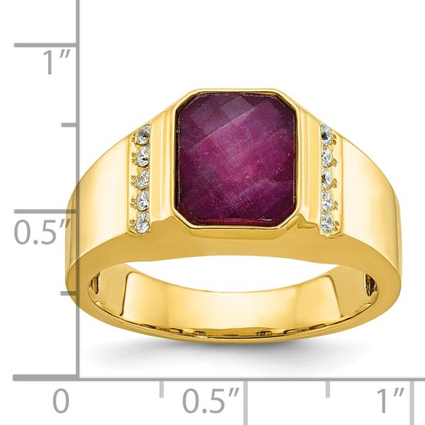 14k IBGoodman Men's Ruby Doublet Stone and Diamond Complete Ring - Image 2