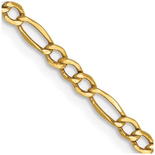 14k 2.5mm Semi-Solid Figaro Chain