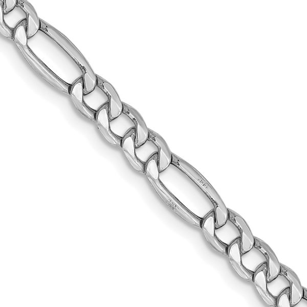 14k WG 4.4mm Semi-Solid Figaro Chain