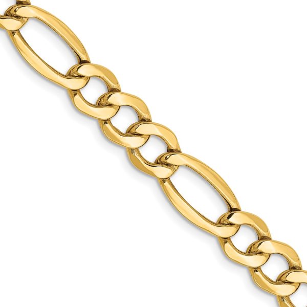 14k 7.3mm Semi-Solid Figaro Chain