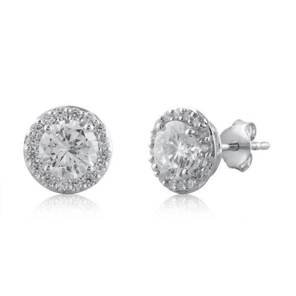 2 Carat Diamond Stud Earrings in 14k White Gold