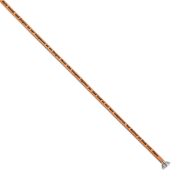 Stainless Steel Lord's Prayer Tan Leather Wrap 22.25 Inch Bracelet - Image 3
