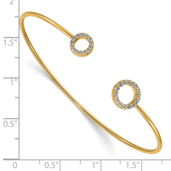 14k Yellow Gold Diamond Flexible Bangle - Image 2