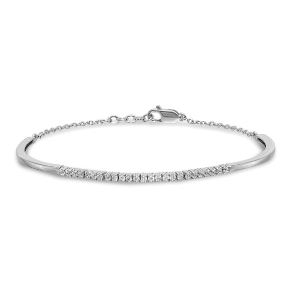 14k White Gold Diamond Bangle Bracelet - Image 3