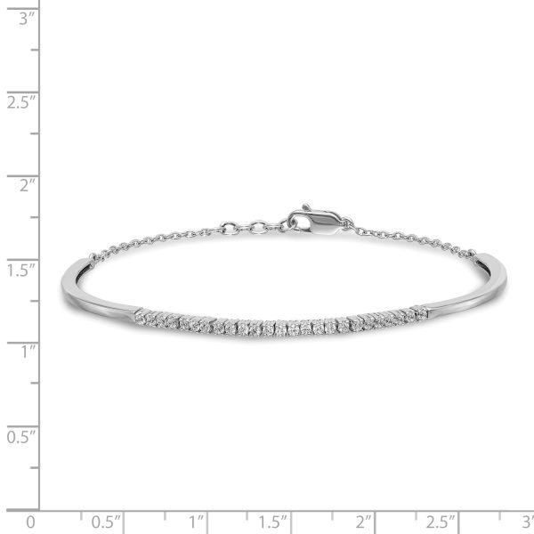 14k White Gold Diamond Bangle Bracelet - Image 2