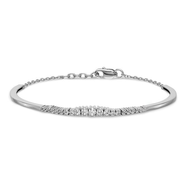 14k White Gold Graduated Diamond Bangle Bracelet - Image 3