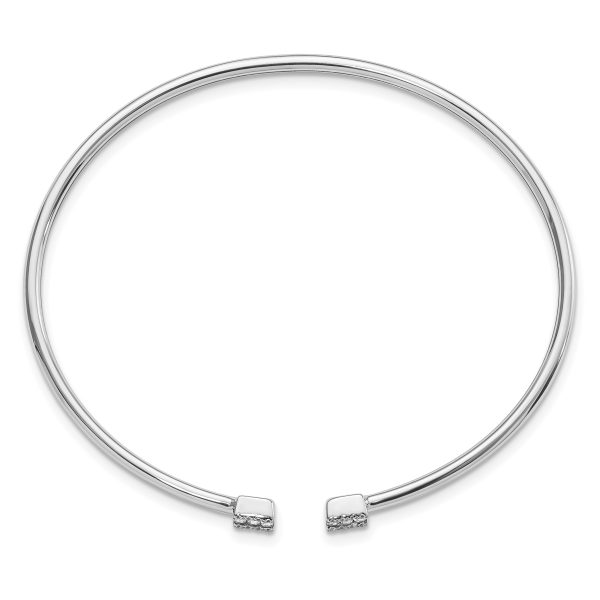 14k White Gold Diamond Cuff Bangle - Image 2