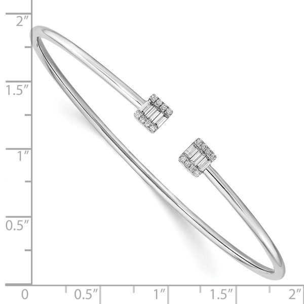 14k White Gold Diamond Cuff Bangle - Image 3