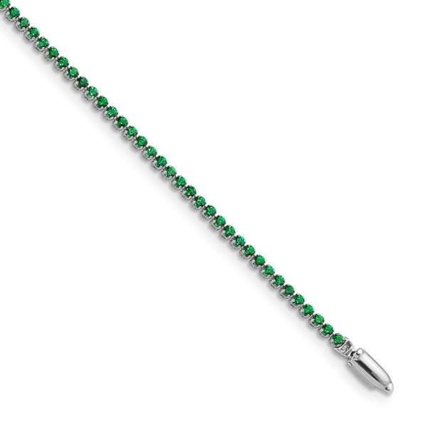 14kw 1.5mm Created Emerald Tennis Bracelet