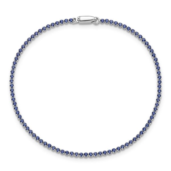 14kw 1.5mm Created Blue Sapphire Tennis Bracelet - Image 3