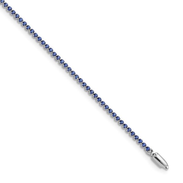 14kw 1.5mm Created Blue Sapphire Tennis Bracelet