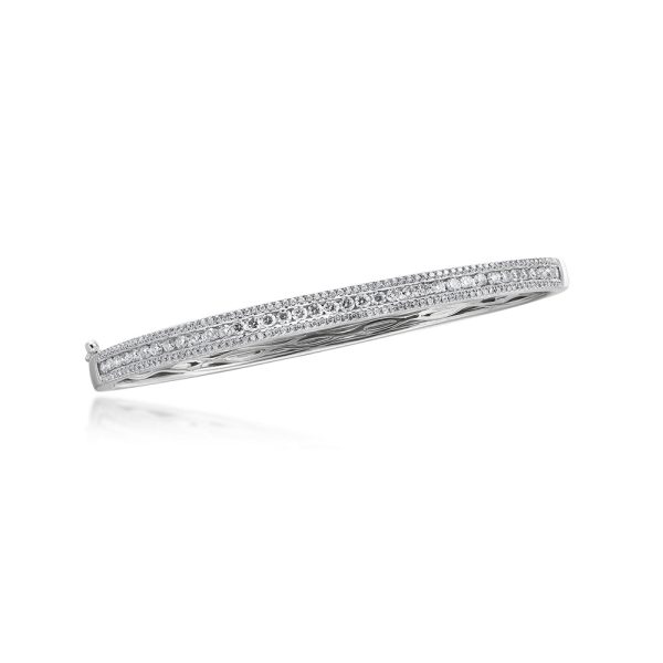 14KW 1.35CTW DIAMOND 3 ROW OPEN HINGE BANGLE