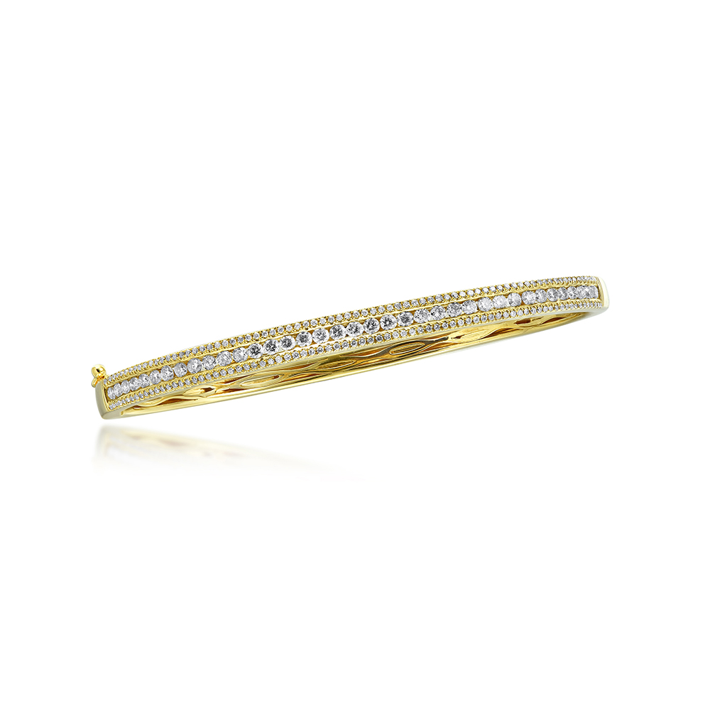 14KY 1.35CTW DIAMOND 3 ROW OPEN HINGE BANGLE