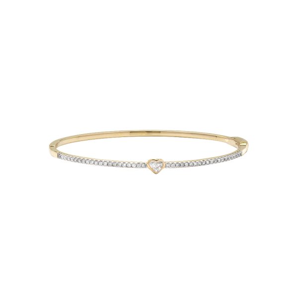 14KY 0.75CTW DIAMOND HEART SHAPE & ROUND BANGLE