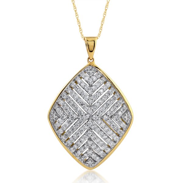1 Carat Square Diamond Pendant Necklace in 10k Yellow Gold
