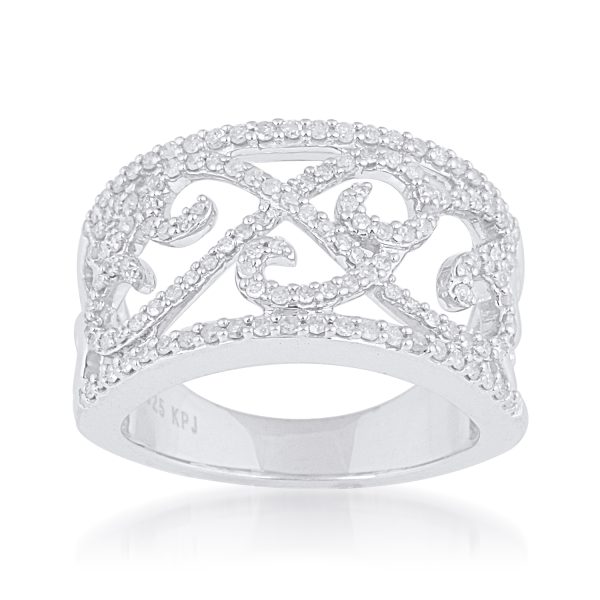 0.62 Carat Diamond Wedding Band Ring in Sterling Silver
