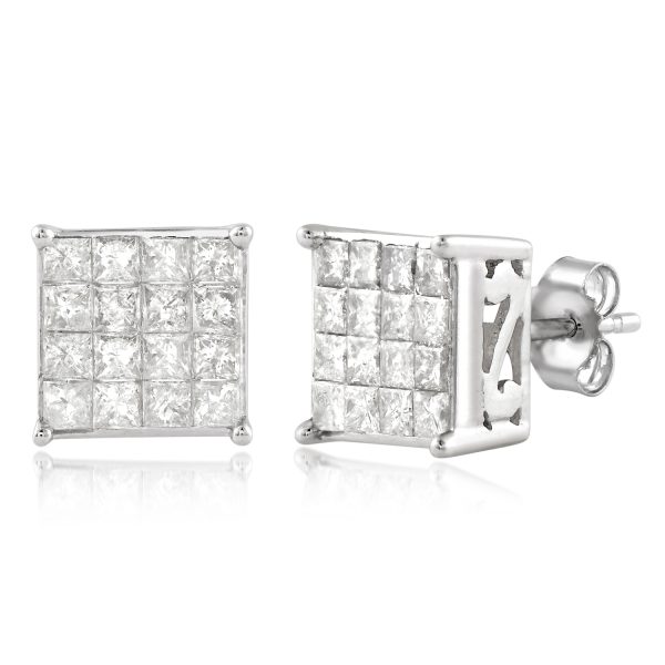 1 Carat Diamond Stud Earrings in 10k White Gold