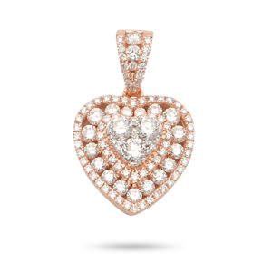 14KR 1.40CTW DIAMOND HEART CLUSTER PENDANT
