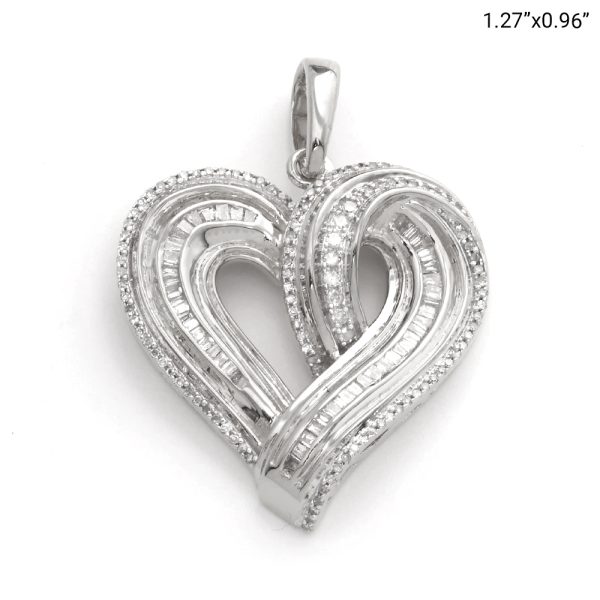 10KW 0.50CTW BAGUETTE DIAMOND HEART PENDANT