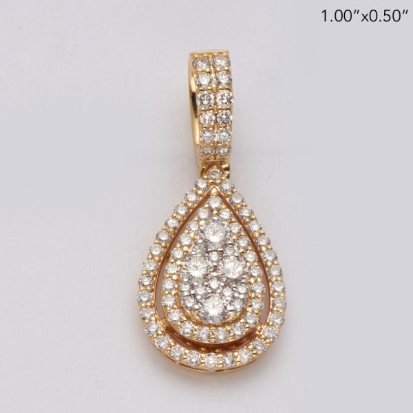 14KY 1.00CTW DIAMOND PEAR CLUSTER PENDANT