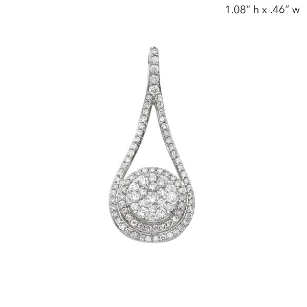 14KW 0.55CTW DIAMOND TEARDROP PENDANT WITH ROUND