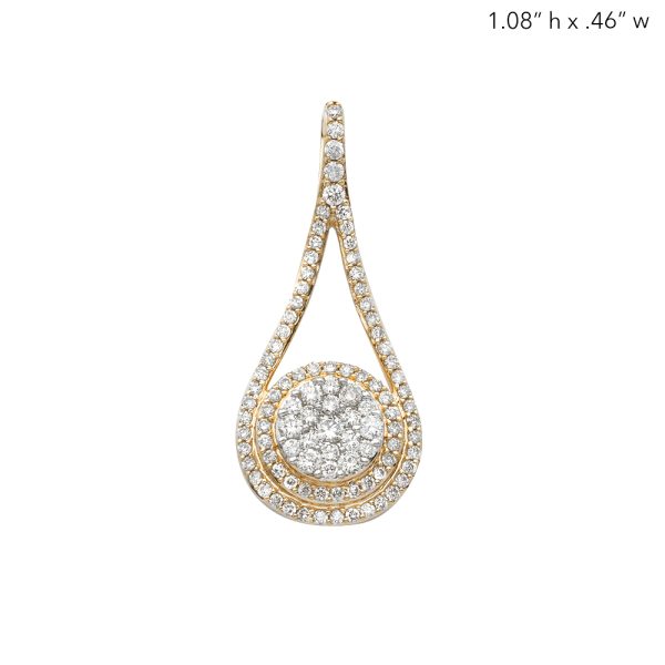 14KY 0.55CTW DIAMOND TEARDROP PENDANT WITH ROUND