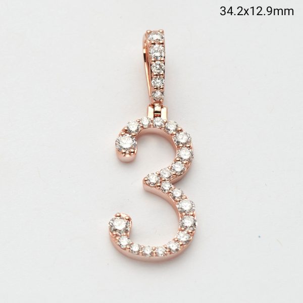 14KR 1.05CTW DIAMOND SINGLE ROW NUMBER PENDANT