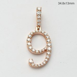14KR 1.05CTW DIAMOND SINGLE ROW NUMBER PENDANT