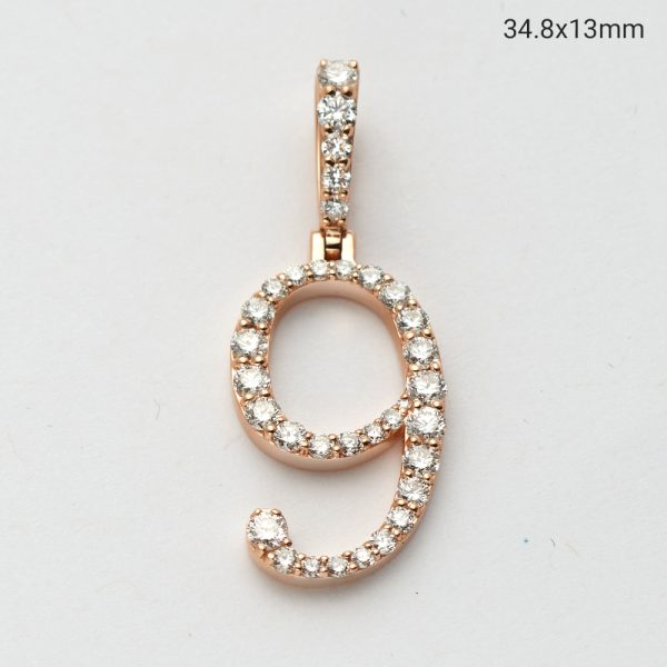 14KR 1.05CTW DIAMOND SINGLE ROW NUMBER PENDANT