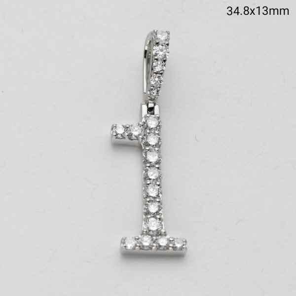 14KW 1.05CTW DIAMOND SINGLE ROW NUMBER PENDANT