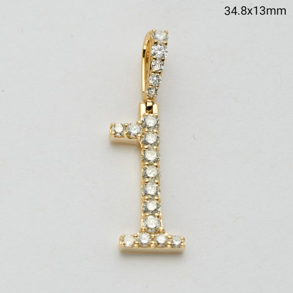 14KY 1.05CTW DIAMOND SINGLE ROW NUMBER PENDANT