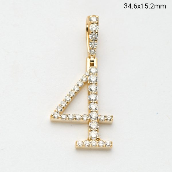 14KY 1.00CTW DIAMOND SINGLE ROW NUMBER PENDANT