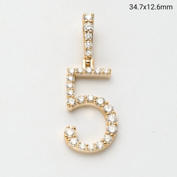 14KY 1.05CTW DIAMOND SINGLE ROW NUMBER PENDANT